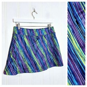 SmashGal Skort Womens Size S Multi Color Diagonal Print Skirt Made in U.S.A.